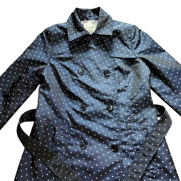 Banana Republic Jackets & Blazers - Banana Republic trench coat dark blue white polka dots size M